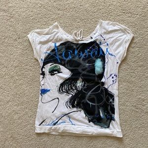 Custo Barcelona Girl Print White Top Open Back